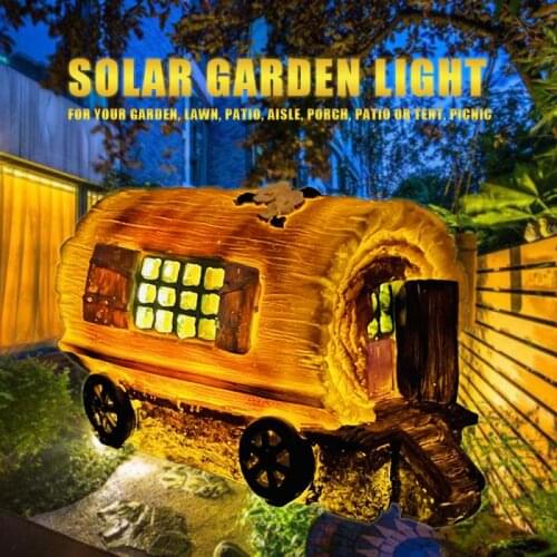 Premium Outdoors Decor Wooden House Solar Lights Garden Decoration Waterproof Outside House Landscape Lampe Automatic Switch