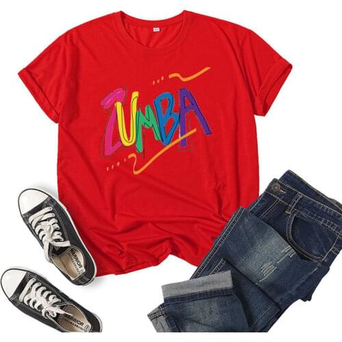 Colorful Zumba Letter Print Women T-shirts Harajuku Modal Short Sleeve Loose Tshirt for Lady Clothes Summer Casual Fashion Tops