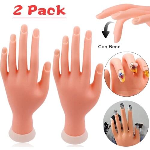 1Pcs Flexible Nail Art Practice Hand Movable Soft Plastic Flectional Mannequin Model Training Display Manicure for Nail Art Tool