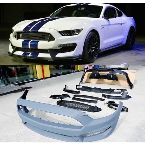 GT350 FRP Car body kit Unpainted front Rear bumper rear diffuser for Ford Mustang GT350 body kit 15-17