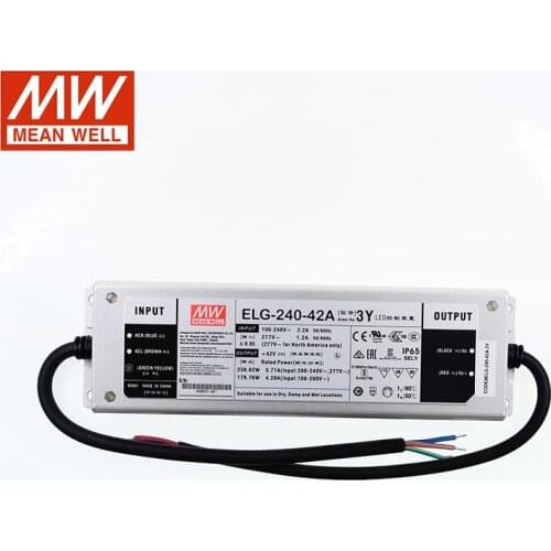 MEAN WELL ELG-240-42A-3Y 240W 42V LED Power Supply 110V/220VAC to 42VDC 5.71A waterproof IP65 Meanwell Adjustable led driver PFC