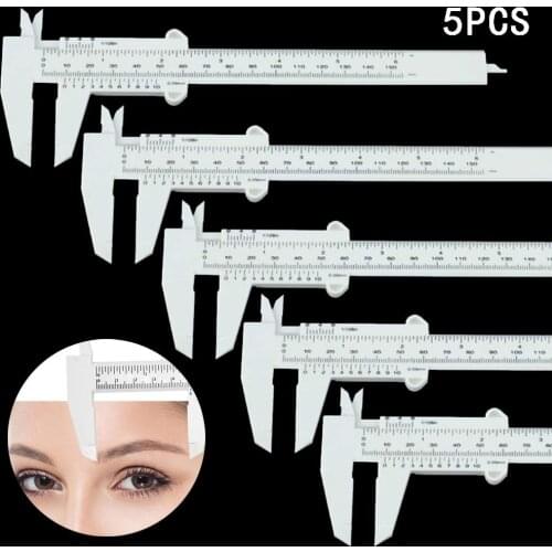 5Pcs Double Scale Sliding Gauge Eyebrow Ruler Tattoo Permanent Makeup Eyebrow tattoo Measuring Ruler Caliper Measure Tools