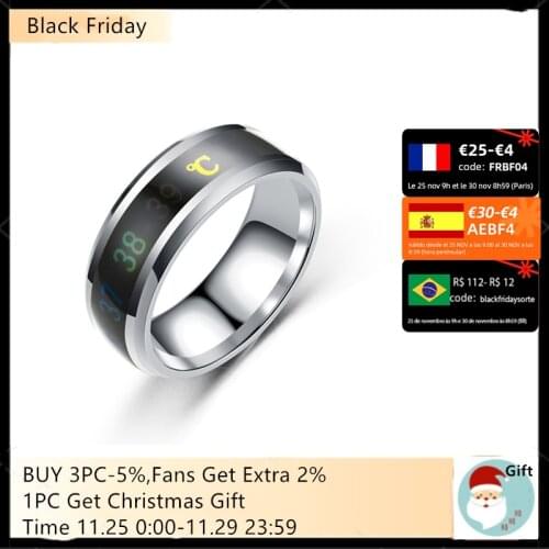 OTOKY Smart Sensor Body Temperature Ring Fashion Display Now-Temperature Couple Stainless Steel Temperature Test Rings Anillos