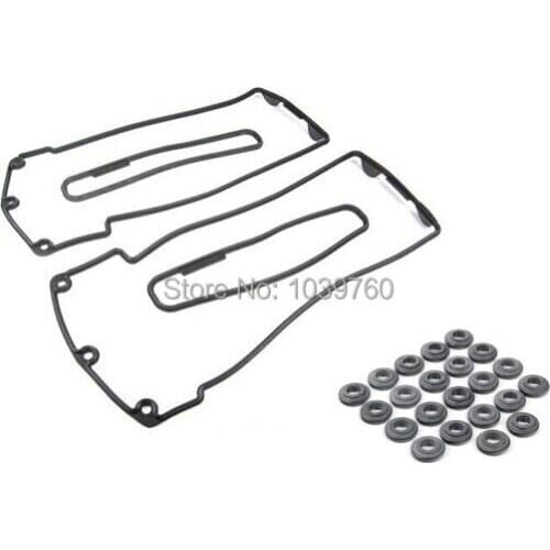 L+R Valve Cover Set+ 22 GROMMETS KIT for BMW E38 E39 E53 X5 735i 735Li 535i 540i 11120034104 + 11120034105