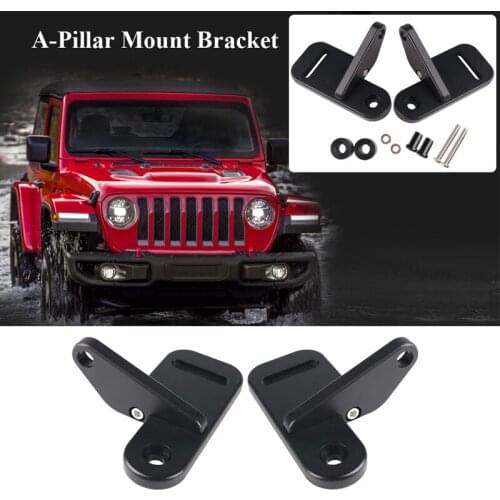 2Pcs/Set Car A-Pillar Mount Bracket Holder Trim Fit for Jeep Wrangler JL 2018-2019 Car Spot Light Headlamps Glass