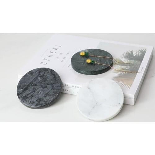 10 cm Marble natural stone round coasters thermal mat table top protection against hot food