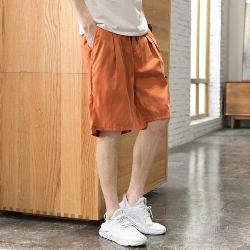Summer men casual shorts plus size loose knee length pants sports shorts fashion solid color waist drawstring board shorts