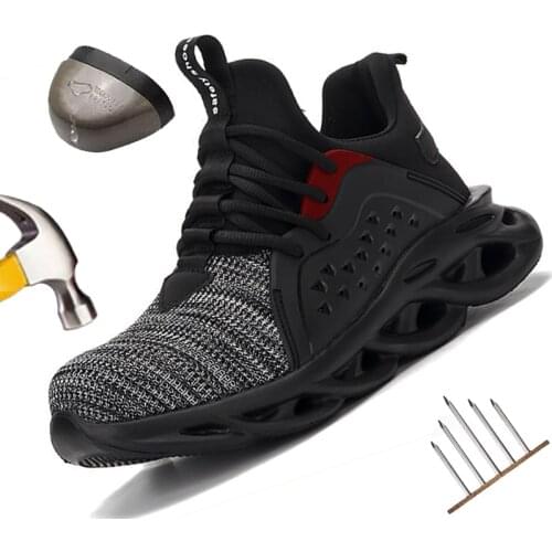 Men Breathable Work Sneakers Steel Toe Cap Work Safety Shoes For Men Safety Boots Anti-Puncture Indestructible Work Shoes Male