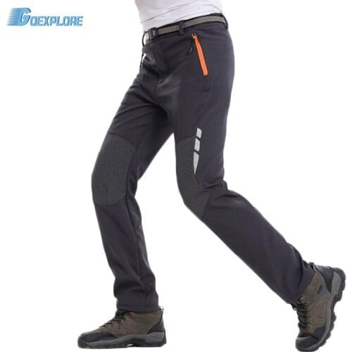 Goexplore Softshell Pants Men Winter Outdoor hiking climbing fishing travel Sports Pants waterproof windproof fleece Trousers