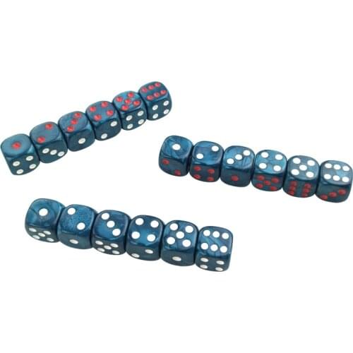New 50/100/200 PCS Acrylic Dice 16mm Round Corner Marble effect Dice Set Blue Dice Table Games D6 High-quality Plastic Product