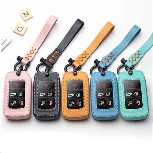 Genuine Leather Car Remote Key Cover Case For Land Rover Range Rover Evoque Discovery Sport 5 2018 2019