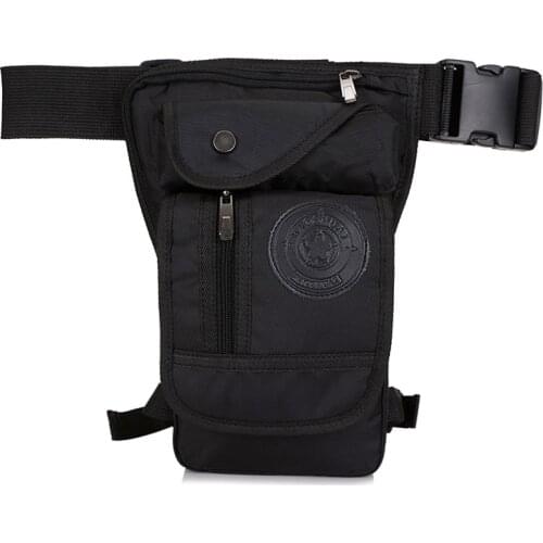 Mens Nylon Drop Leg Bag Fanny Pack Waist Belt Thigh Hip Bum Military Motorcycle Riding Black Pouch Pack Packet Bag Daypack