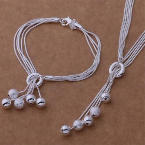 New retro AT270 high quality silver color jewelry fashion simple women classic necklace bracelet Jewelry Sets