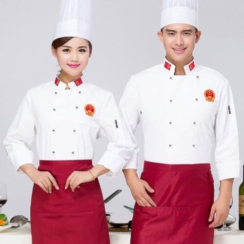 Chef Wear Long Sleeved Uniform Cake Bakers Outfit Shop and Catering Hotel Restaurant Chef Uniform Plus Size B-5566