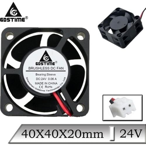 1 Pcs Gdstime 24V 40x40x20mm 40mm Brushless DC Radiator Cooling Fan 4cm 4020S 2Pin 3D Printer Exhaust Case Cooler