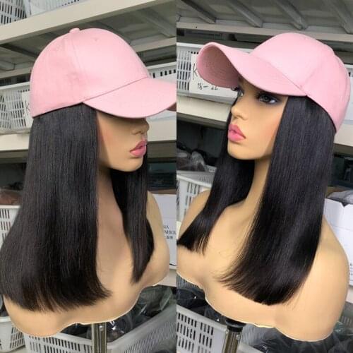 180% Density Wigs Straight Full Machine Made For Black Women With Hat Brazilian Remy Hair With Straps