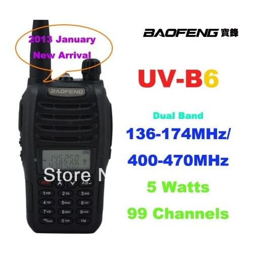 2015 Baofeng UV-B6 Dual Band VHF UHF 5W 99 Channels FM PMR Portable Two-way Radio Baofeng walkie talkie UV B6 two way radio