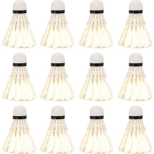 12Pcs/Lot Professional Badminton Balls Shuttlecocks White Goose Feather Training Badminton Ball Sports Accessories