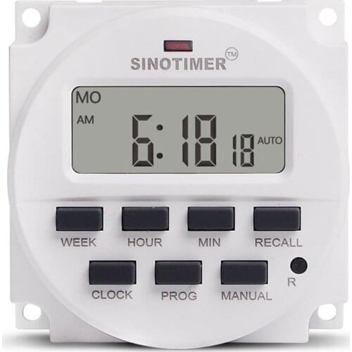 SINOTIMER AC 220V Weekly 7 Days Programmable Digital Time Switch Relay Timer Control Din Rail Mount for Electric Appliance