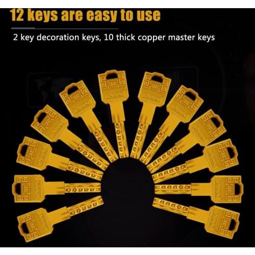 European Style Security Anti-theft Brass Cylinder Super C Grade Gate Lock Core Entrance Door Lock Cylinder with 8Pcs Keys