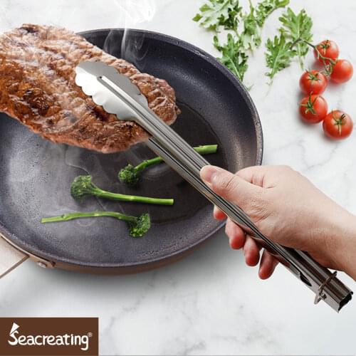 Seacreating Set of 2PCS Stainless Steel Serving Tongs Small Tongs 30cm for Serving Food Cooking Salad Grilling