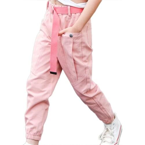 Oyolan Girls Sport Pants Solid Color Cargo Pants For Girls Autumn Winter Children Pants Teenage Girls Clothes 6 8 10 12 14 Yrs