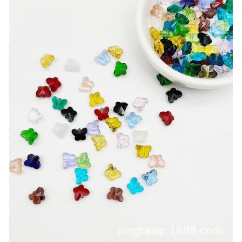 Crystal Pendant Jewelry Findings 10/14mm Glass Butterfly Shape Loose Beads For Clothing Or Jewelry Design Earring making