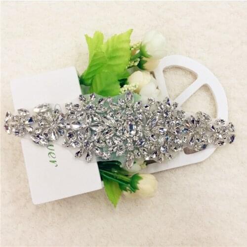 Rhinestones flower bridal dress belt patches appliques crystal appliques for women DIY sewing accessories strass trim