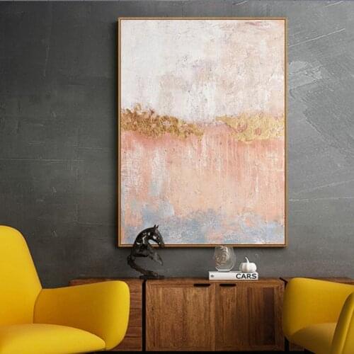 Thick Huge Pink Color Pic Hand Painted Modern Abstract Oil Painting On Canvas Wall Art For Living Room Home Decoration No Frame