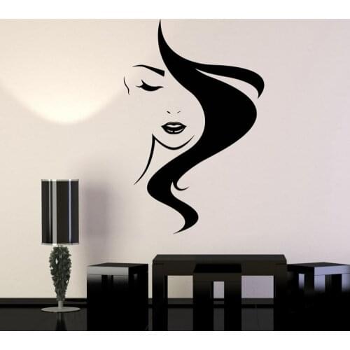 Beauty Hair Vinyl Wall Stickers Salon Studio Girl Hairdresser Wall Sticker Removable Etiqueta pared vinilo Wall Decal SA146
