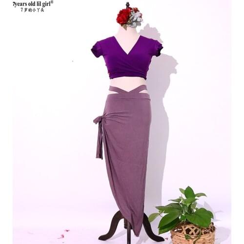 7yearsoldilgirl Belly Dance Hip Wrap Skirt Rayon Cotton Side Slits With Tapered Oblique Skirt EDD06