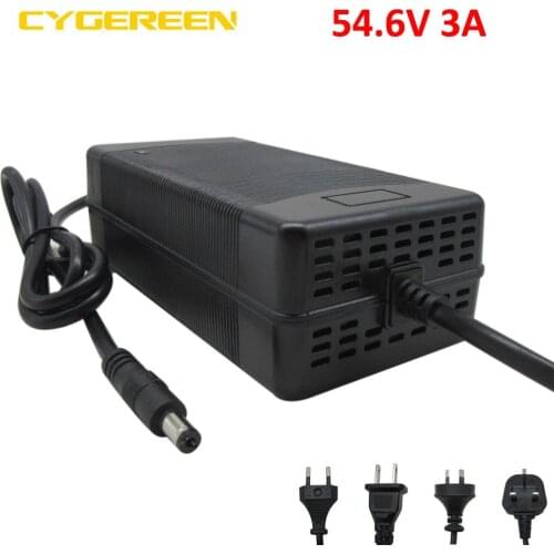 48V Lithium ion ebike battery Charger Output 54.6V 3A use for 13S 48V Li-ion electric bicycle battery with fan DC 5.5*2.1