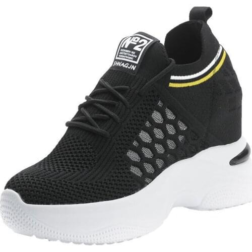 Womens Shoes 2021 Summer New Breathable All-match White Shoes High-heeled 8cm Casual Sneakers