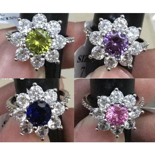 YaYI Jewelry Fashion Princess Cut 3.9 CT White Zircon Silver Color Engagement Rings wedding Heart Flower Rings Party Rings