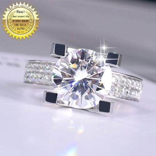 100%14K goldr ring 2ct D VVS moissanite ring Engagement&Wedding Jewellery with certificate 009