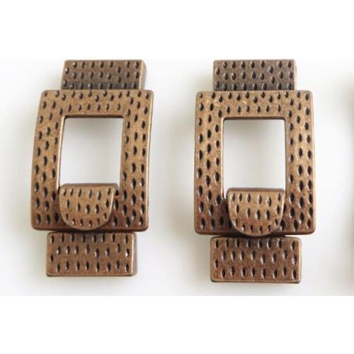 2pcs Antique Copper 16x2mm Hole Hammered Hook Clasp Bracelet Flat Leather For Production and discovery 16mm