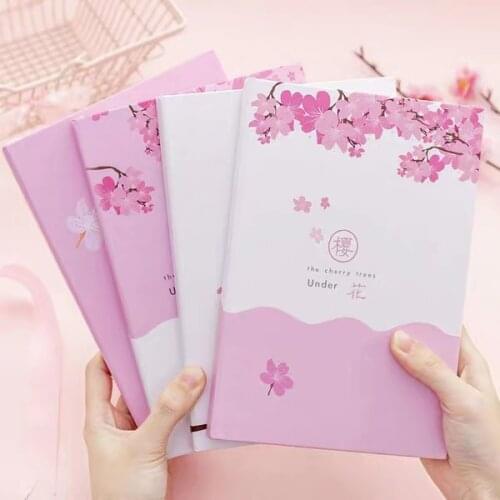2021 Agenda Kawaii Sakura Notebook Grids Line Dot Weekly Monthly Planner Diary Journal Agenda Notepad Pink School Stationery