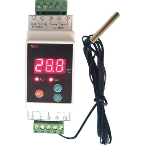 2021 New AC90~260V Din Rail Thermostat 2 Way Relay Output Temperature Alarm Controller