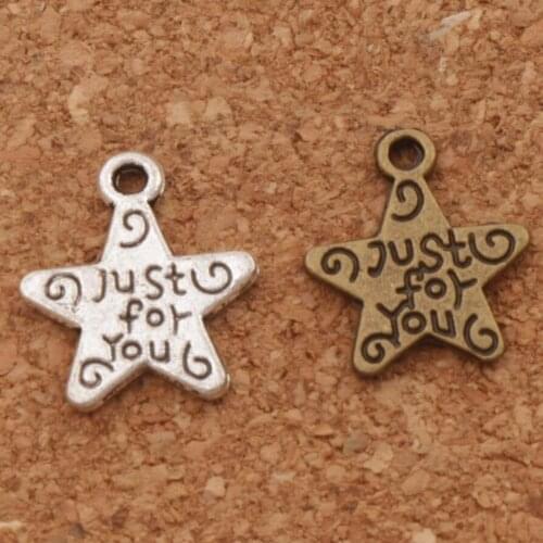 60pcs Just for you Star Charm Beads 12.4x14.5mm Tibetan Silver/Bronze Pendants Jewelry DIY L068