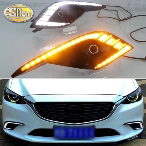 Dynamic Yellow Turn Signal Waterproof Car DRL 12V LED Daytime Running Light Fog Lamp Decoration For Mazda 6 2017 2018 Atenza