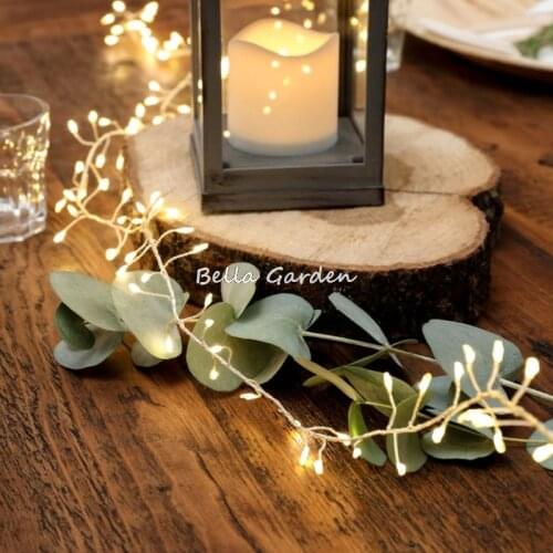 Cluster String Lights 33FT 300LED Branch Tree Outdoor Silver Wire Fairy lights for Cafe Bar Wedding party Xmas Home Decoration