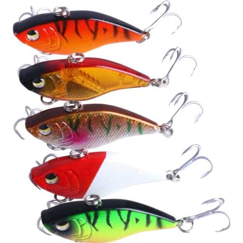 HENGJIA 1PC VIB Lure 5CM Sinking Artificial Hard Bait Treble Hooks With High Quality 5 Colors Fishing Tackle