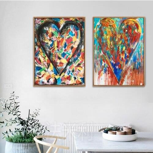 Art Living Room Bedroom Home Decor Love Heart Nordic Watercolor Canvas Paintings Print HD Picture Poster Wall