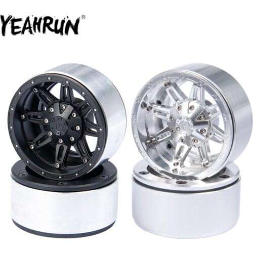 YEAHRUN 2.2" RC Wheels Hubs Metal Alloy 8 Spokes Beadlock Wheels Rims for 1/10 Axial Wraith 90018 RC Crawler Track Car Parts