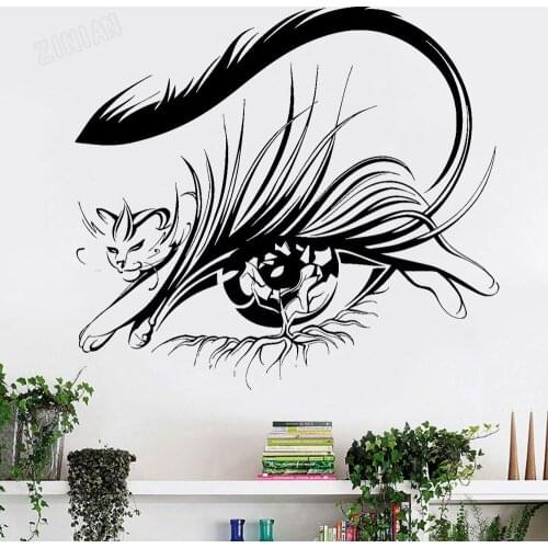 Cat Eyes Wall Stickers Decor For Living Room Vinyl Wall Decals For Beauty Salon Ornament Mural Modern Bedroom Decoration Y119