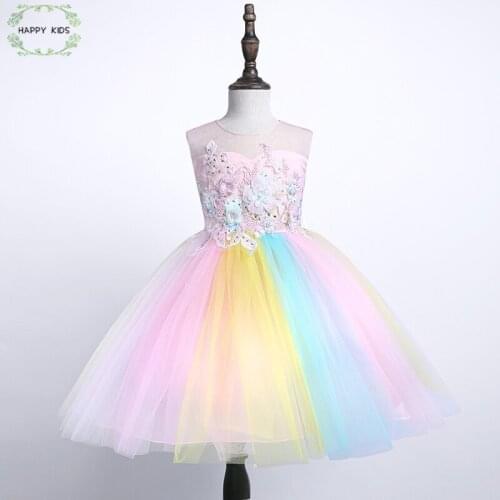 Summer Tutu Dress For Girls Dresses Kids Clothes Wedding Events Flower embroidered Girl Dress Birthday Party Costumes Doz473