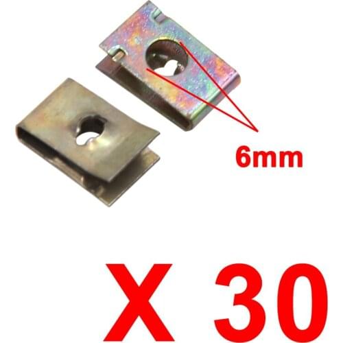 X Autohaux 30Pcs 6Mm Hole Dia Metal Retainer Car Door Pannel Screw U-Type Clips Rivets