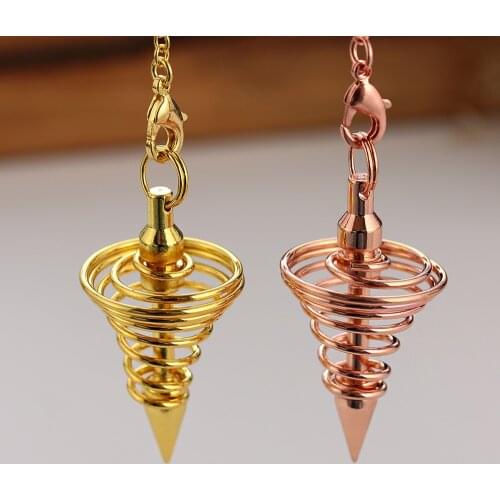Metal Pendulum Pendulo Radiestesia Pendulums for Dowsing Spiral Cone Antique Healing Spiritual Screw Shape Pyramid Pendule Reiki