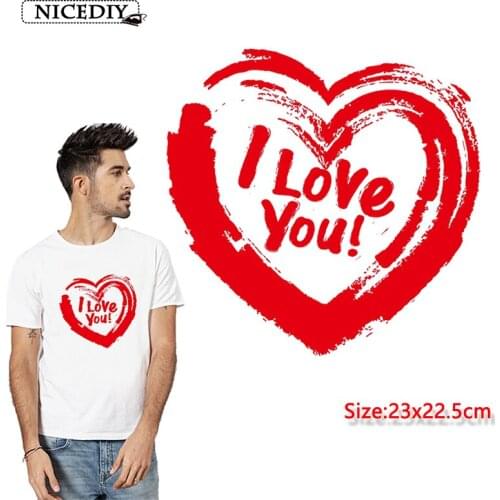 Nicediy Fashion Red Heart PVC Patch Deal With It Clothes Heat Transfer Printing T-shirt Women Iron On Patches For Clothing Badge