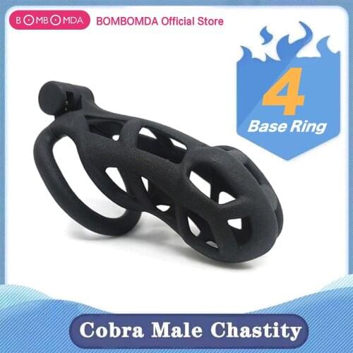 Male Chastity Device Cock Cage With 4 Size Rings Brass Lock Locking Sex Toys Cock Cage Penis Sleeve Adult Games Sex Toys For Men